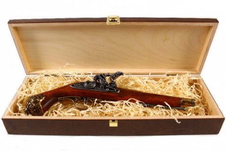 replika pistolet skałkowy w pudełku Denix model 1077L+P02