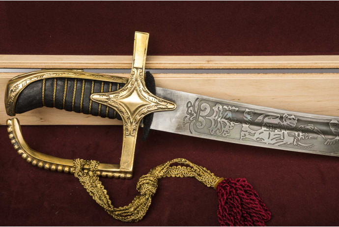 Replika grawerowana szabla polska wz 1750 w pudełku nr 1750 G+P03