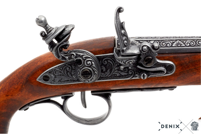 replika pistolet skałkowy na stojaku Denix model 1077G+801