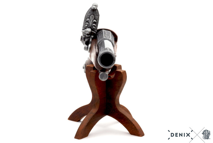 replika piracki pistolet skałkowy na stojaku Denix model 1103G+800