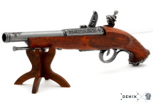replika piracki pistolet skałkowy na stojaku Denix model 1103G+800