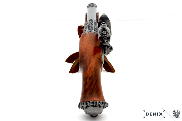 replika piracki pistolet skałkowy na stojaku Denix model 1103G+800
