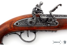 replika piracki pistolet skałkowy na stojaku Denix model 1103G+800