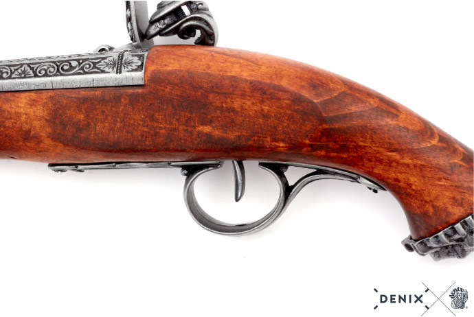 replika piracki pistolet skałkowy na stojaku Denix model 1103G+800