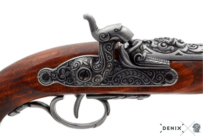 replika pistolet skałkowy w pudełku Denix model 1104G+P02