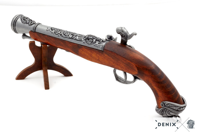 replika skałkowy pistolet na stojaku Denix model 1104G+800