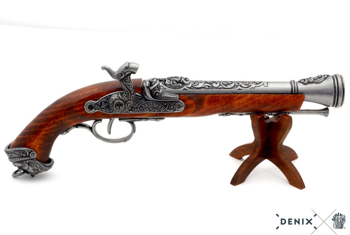 replika skałkowy pistolet na stojaku Denix model 1104G+800