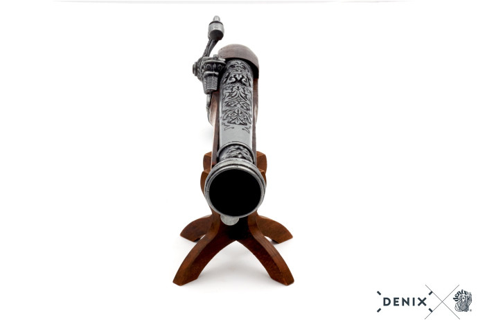 replika skałkowy pistolet na stojaku Denix model 1104G+800