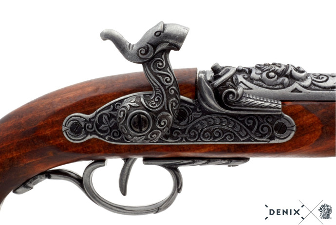 replika skałkowy pistolet na stojaku Denix model 1104G+800