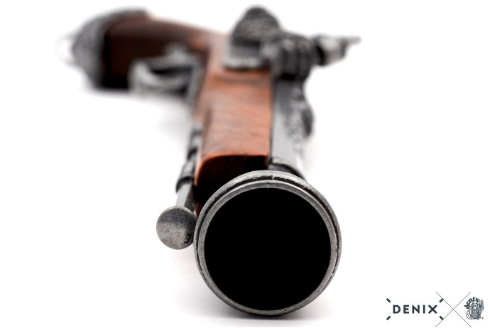 replika skałkowy pistolet na stojaku Denix model 1104G+801