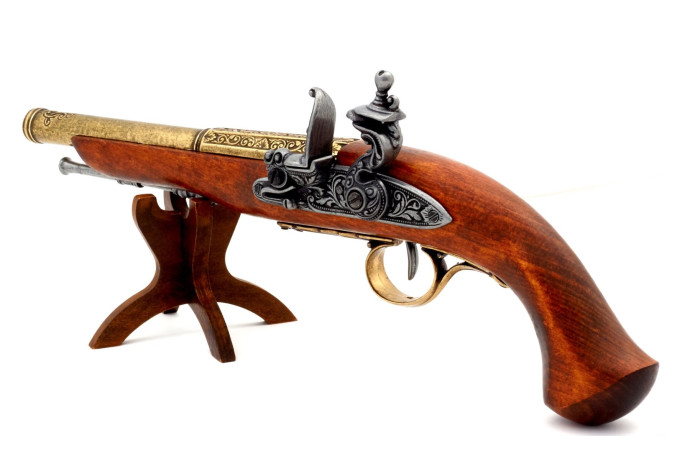 replika piracki pistolet na stojaku Denix model 1129L+800