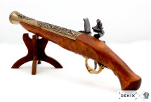 Replika niemiecki pistolet skałkowy na stojaku Denix model 1260L+800
