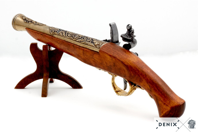 Replika niemiecki pistolet skałkowy na stojaku Denix model 1260L+800
