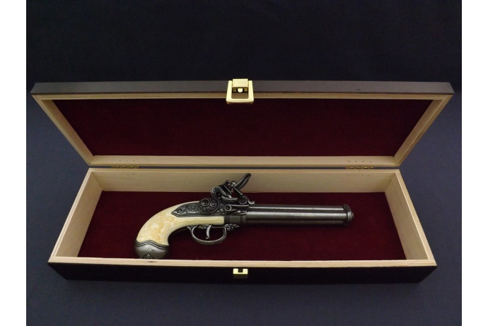 REPLIKA WŁOSKI PISTOLET TRZYLUFOWY W PUDEŁKU DENIX MODEL 1016G+P01