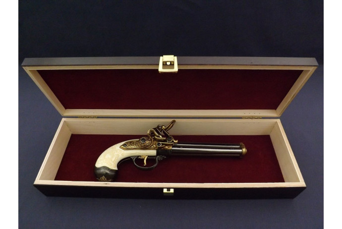 REPLIKA WŁOSKI PISTOLET TRZYLUFOWY W PUDEŁKU DENIX MODEL 1016L+P01