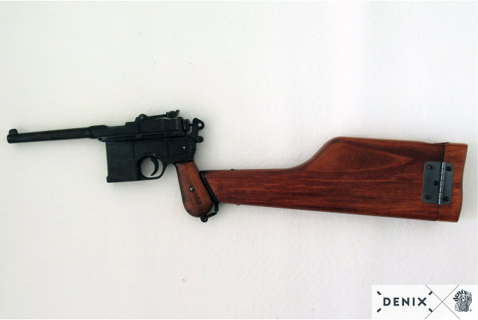 Replika pistolet Mauser c96 z drewnianą kolbą Denix model 1025