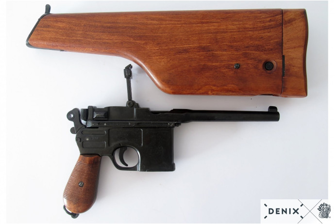 Replika pistolet Mauser c96 z drewnianą kolbą Denix model 1025