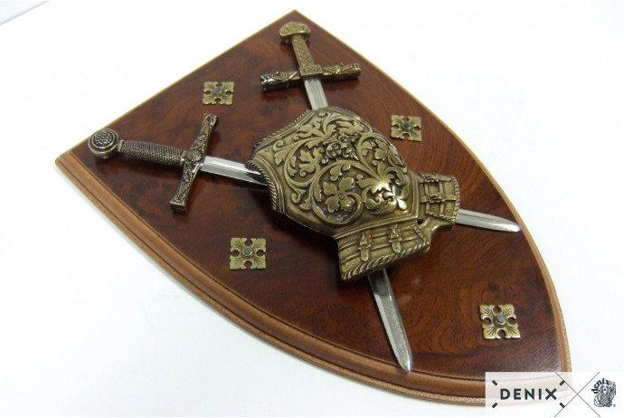 tarcza z półpancerzem i dwoma mieczami denix model 508