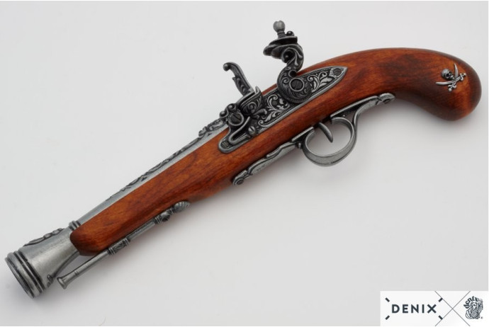replika leworęczny piracki pistolet XVIIIw Denix model 1126 G