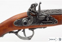 Replika niemiecki pistolet skałkowy w pudełku Denix model 1260G+P02