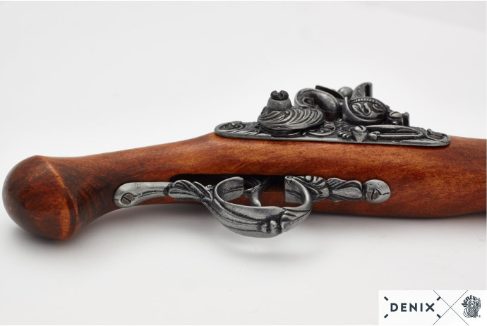 Replika niemiecki pistolet skałkowy w pudełku Denix model 1260G+P02