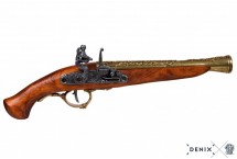 Replika niemiecki pistolet skałkowy w pudełku Denix model 1260L+P02