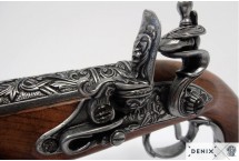 replika pistolet skałkowy na stojaku denix model 1296G+801