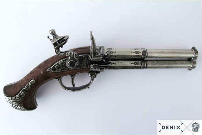 replika dwulufowy pistolet na stojaku denix model 1308+801