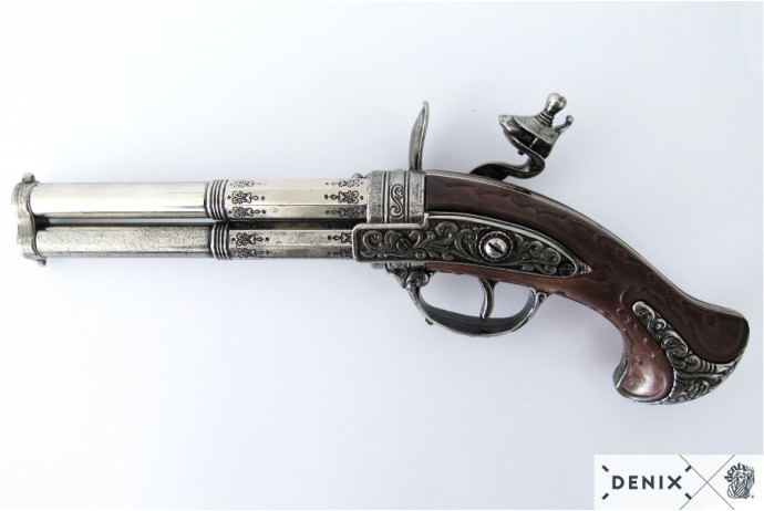 replika dwulufowy pistolet na stojaku denix model 1308+801
