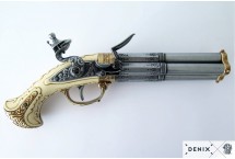 replika czterolufowego pistoletu na stojaku denix model 1310+800