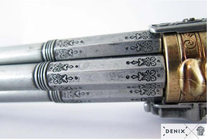 replika czterolufowego pistoletu w pudełku denix model 1310+P02